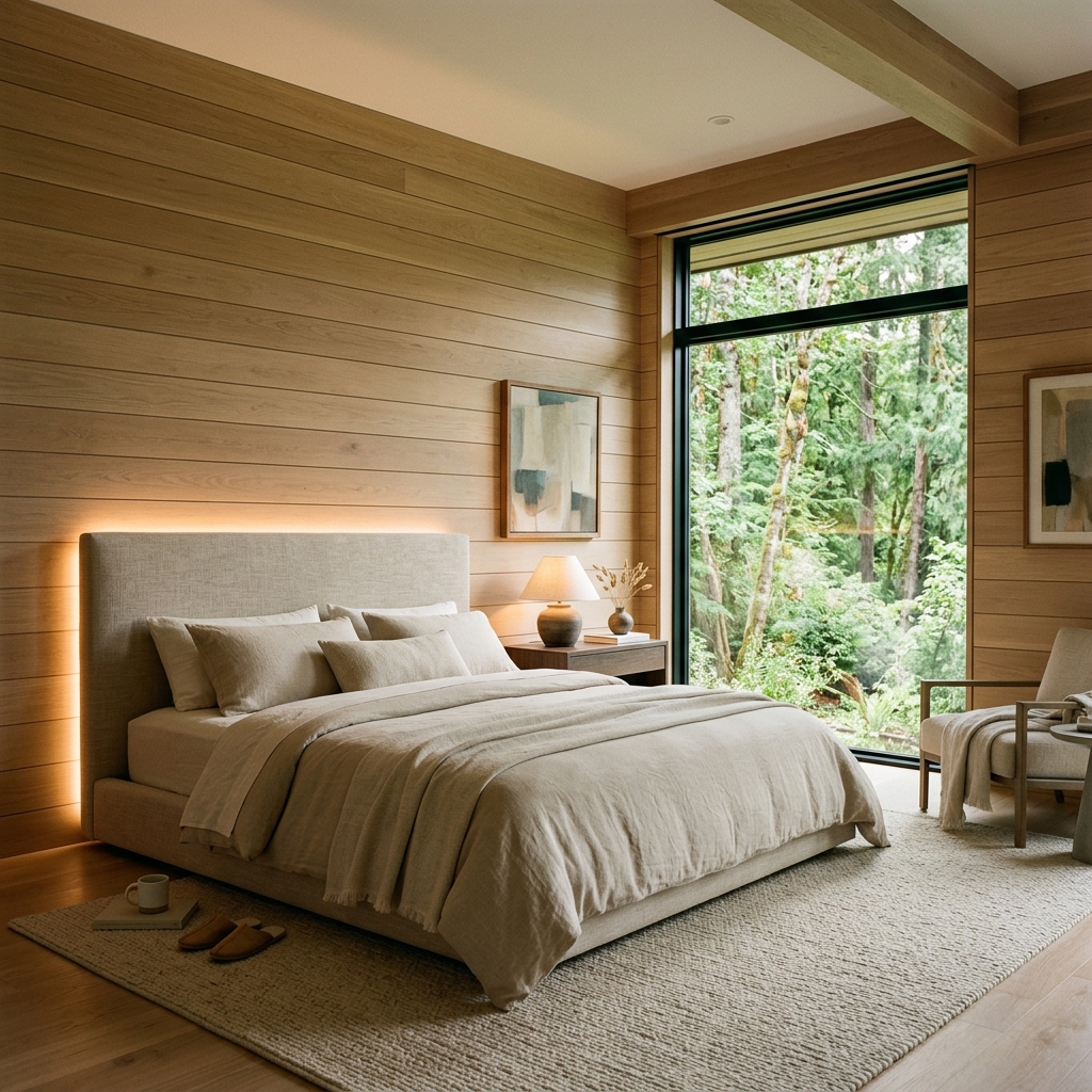 Warm Oak Upholstered Bedroom